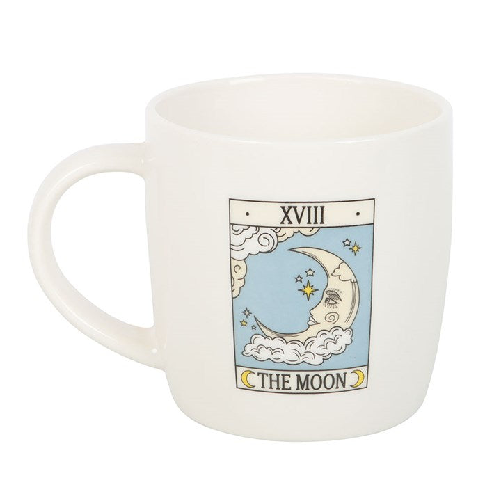 The Moon Vintage Tarot Mug Front White Blue