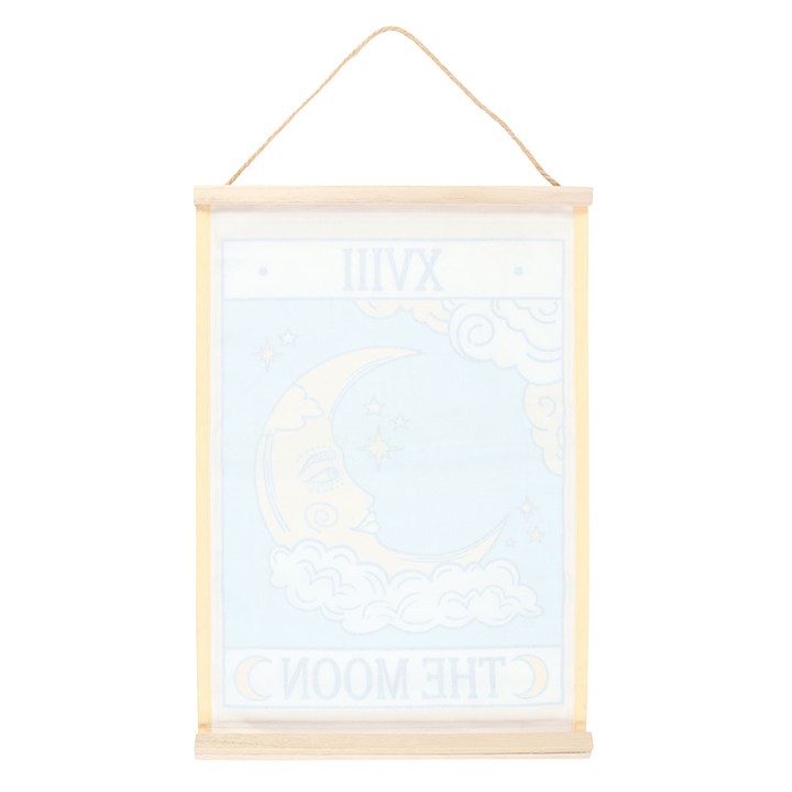 The Moon Vintage Tarot Wall Hanging Back White Blue