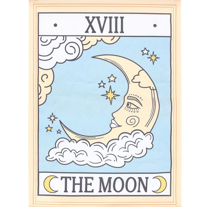 The Moon Vintage Tarot Wall Hanging Front Blue Cream
