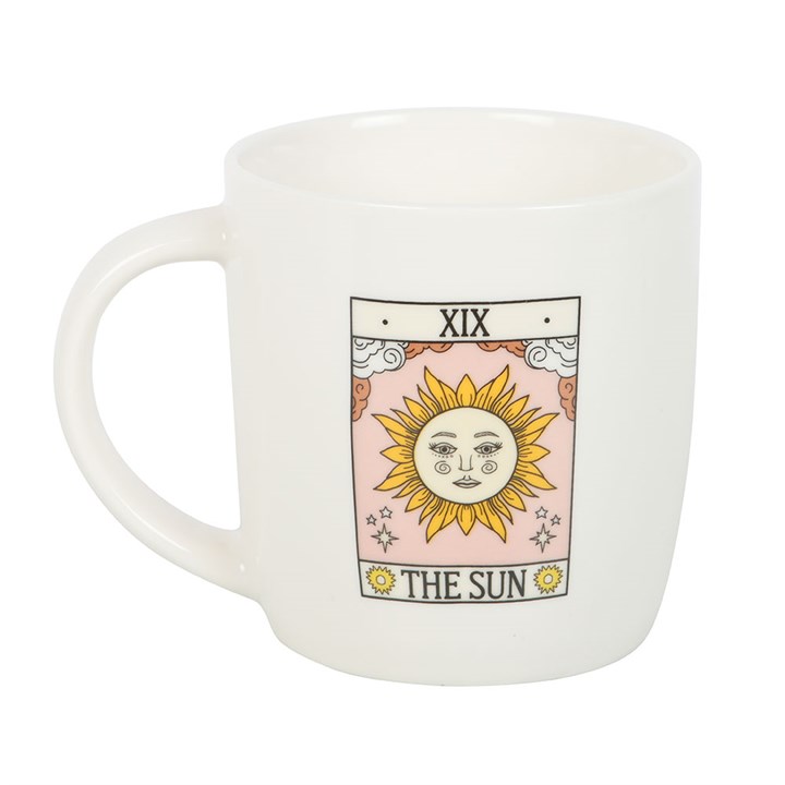 The Sun Vintage Tarot Mug Front White Pink