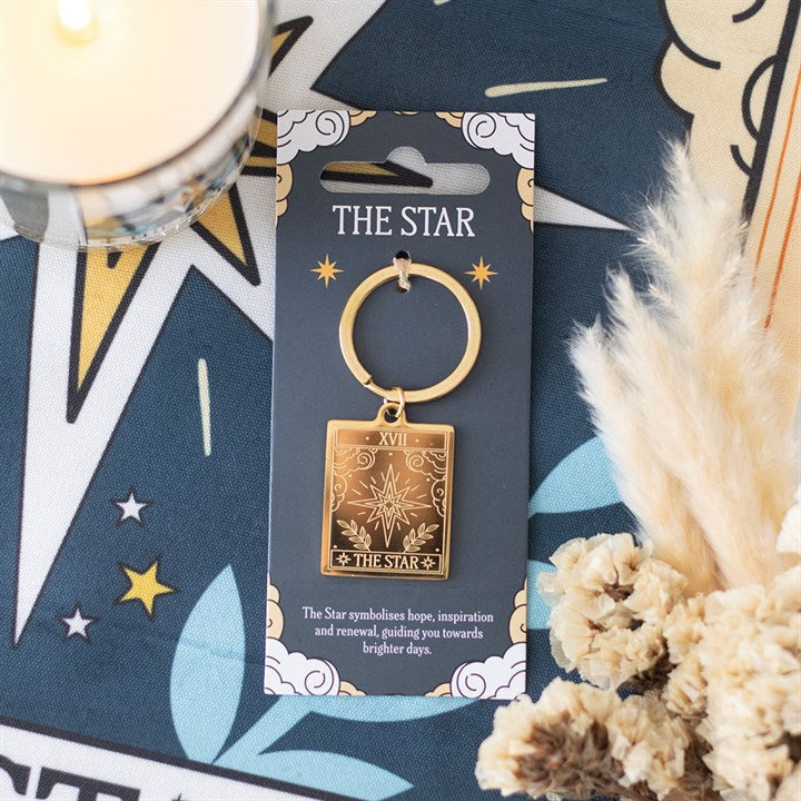 The Star Vintage Tarot Keyring top gold blue
