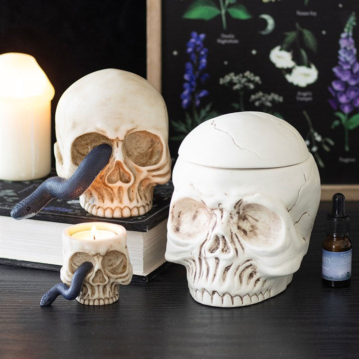 Skull Tealight Holder with Snake N/A