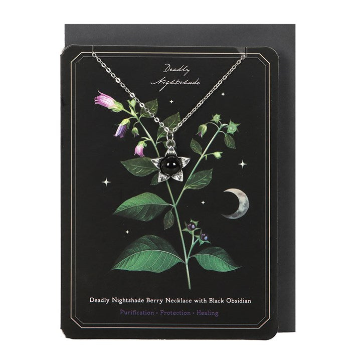 Deadly Nightshade Necklace with Black Obsidian on Greeting Card N/A