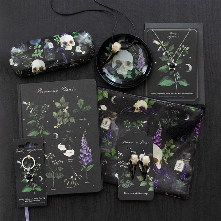 Deadly Nightshade Necklace with Black Obsidian on Greeting Card N/A
