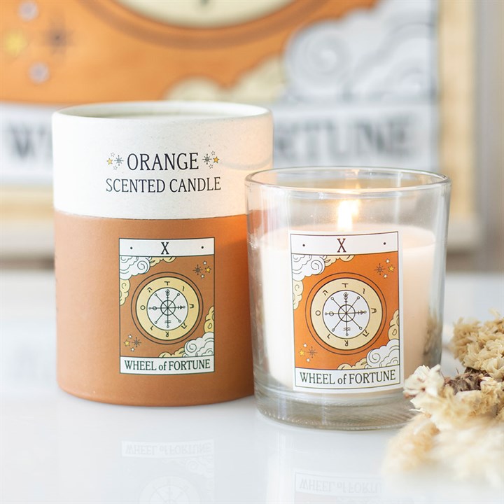 The Wheel of Fortune Vintage Tarot Orange Candle N/A