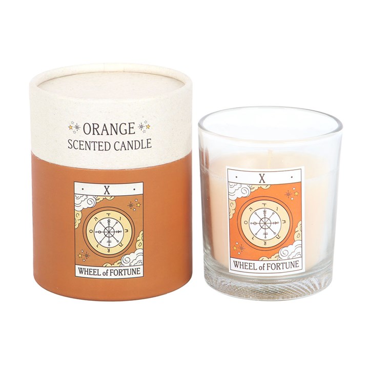 The Wheel of Fortune Vintage Tarot Orange Candle N/A