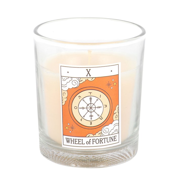The Wheel of Fortune Vintage Tarot Orange Candle N/A