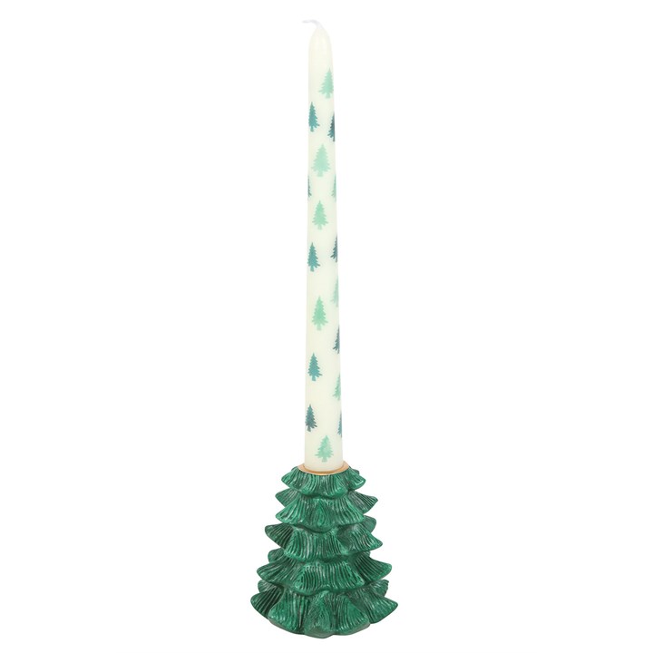 Green Fir Tree Candle Holder with Taper Candle N/A