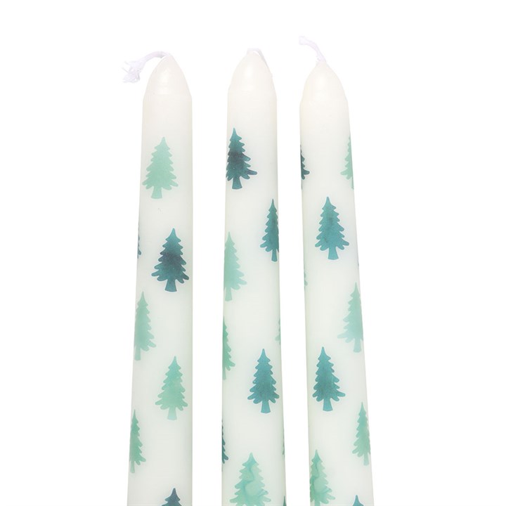 Set of 3 White Fir Tree Taper Candles N/A