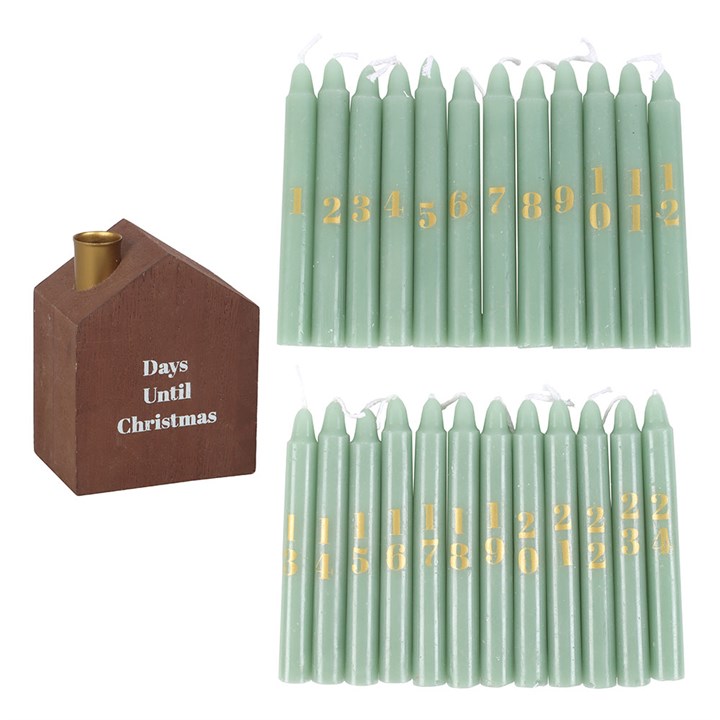 Set of 24 Mini Advent Candles with Holder N/A