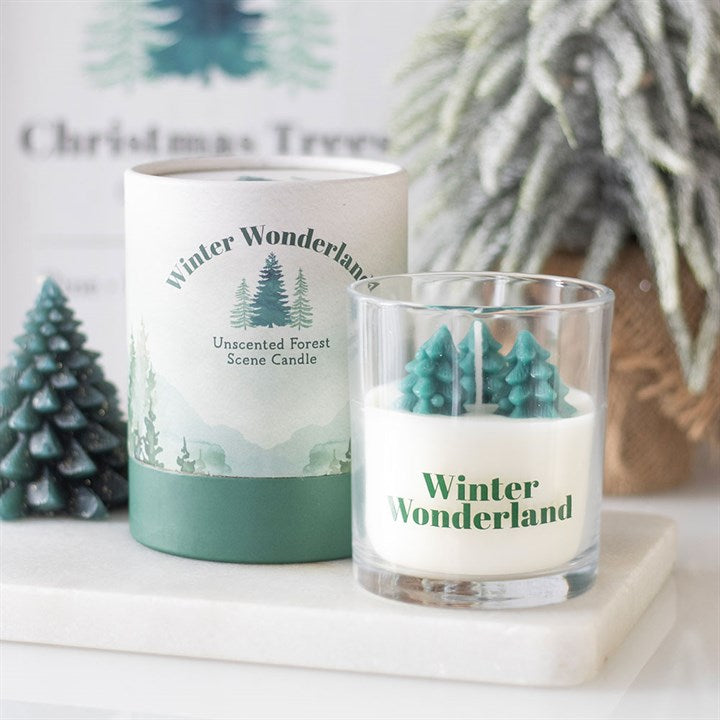Winter Wonderland Candle with Tree Scene N/A