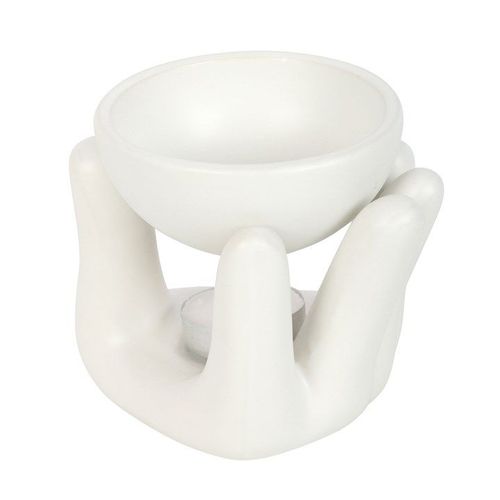 White Hand Ceramic Oil Burner Front White Grey