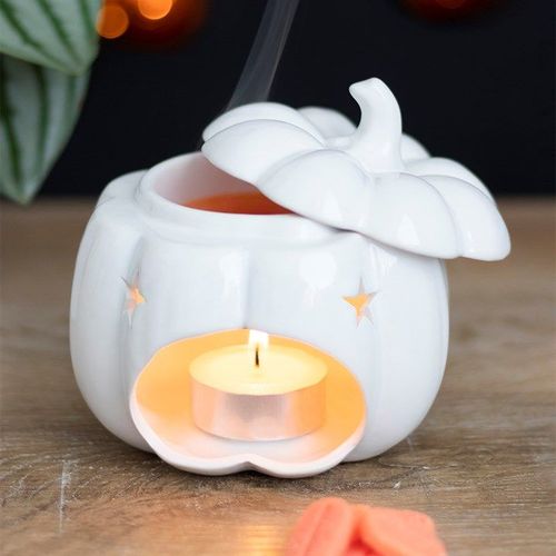 White Pumpkin Oil Burner Front White Grey