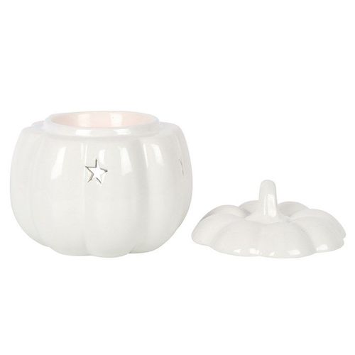 White Pumpkin Oil Burner Top Off White Grey