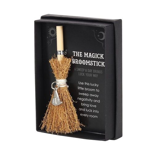 Witch Hat Mini Magick Broomstick open brown black