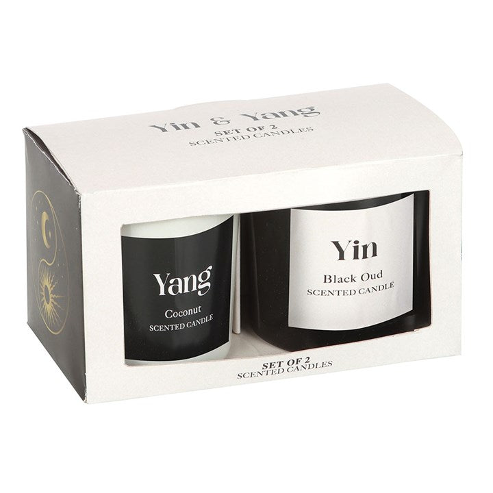 Set of 2 Yin Yang Black Oud and Coconut Candles N/A