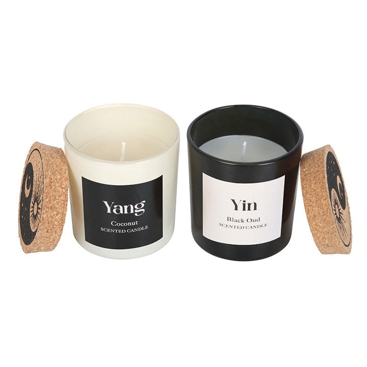 Set of 2 Yin Yang Black Oud and Coconut Candles N/A