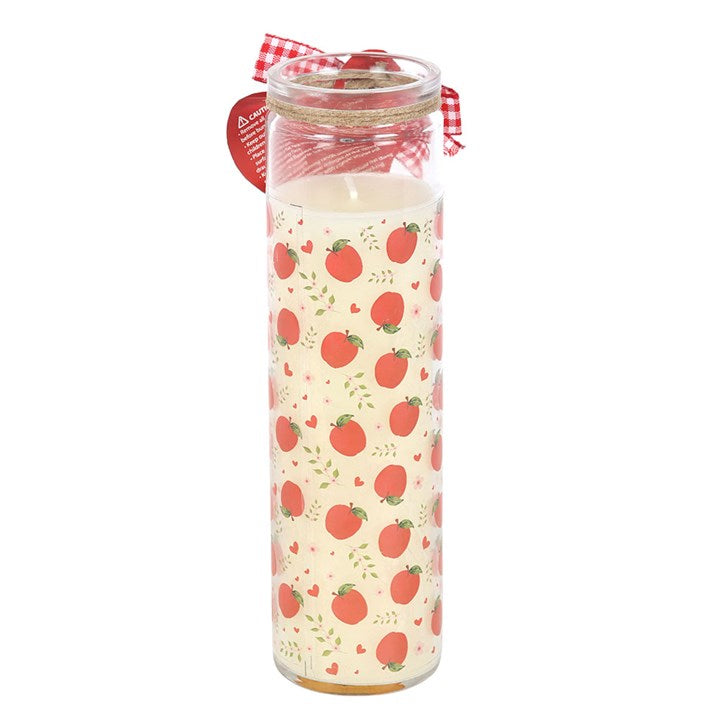 Apple Print Apple Pie Tube Candle back red white