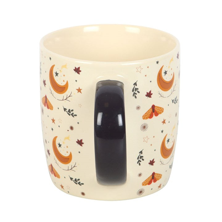 Autumn Magic Harvest Moon Print Mug side white orange