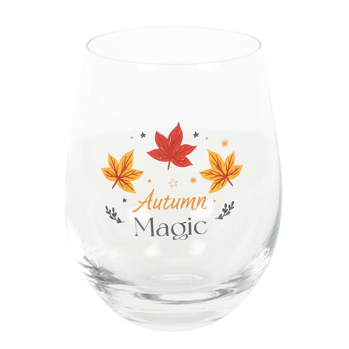 Autumn Magic Stemless Glass Front yellow red