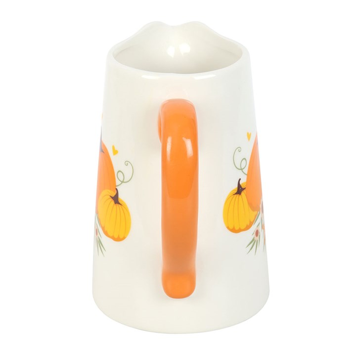 Autumn Pumpkin Ceramic Flower Jug Side orange white