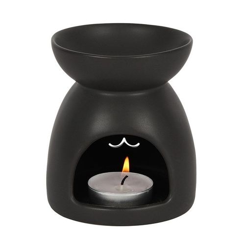 Black Cat Cut Out Oil Burner and Wax Warmer back black grey