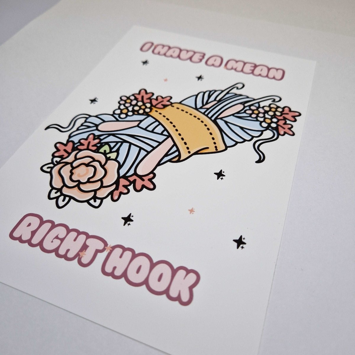 I have a mean right hook crochet print