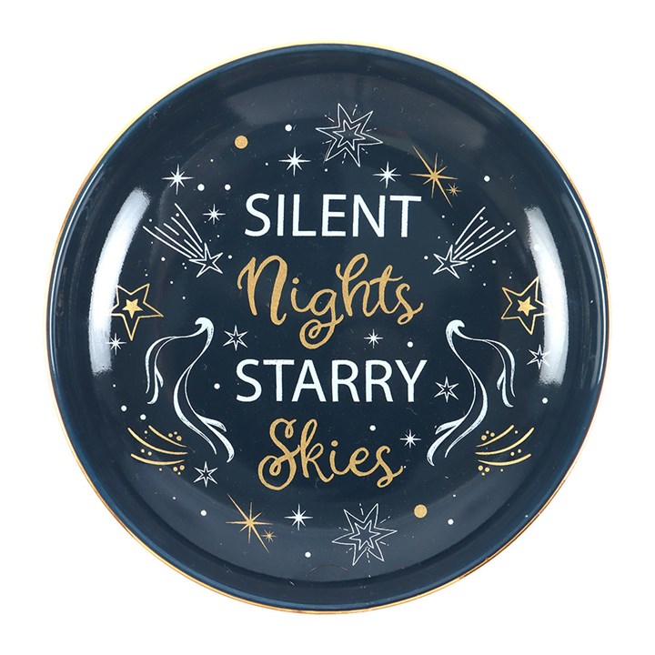 Silent Nights Starry Skies Trinket Dish top white blue