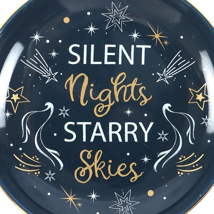 Silent Nights Starry Skies Trinket Dish close up blue white