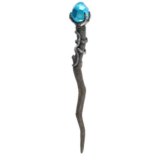 Silver Claw Wand with Blue Gem front brown blue