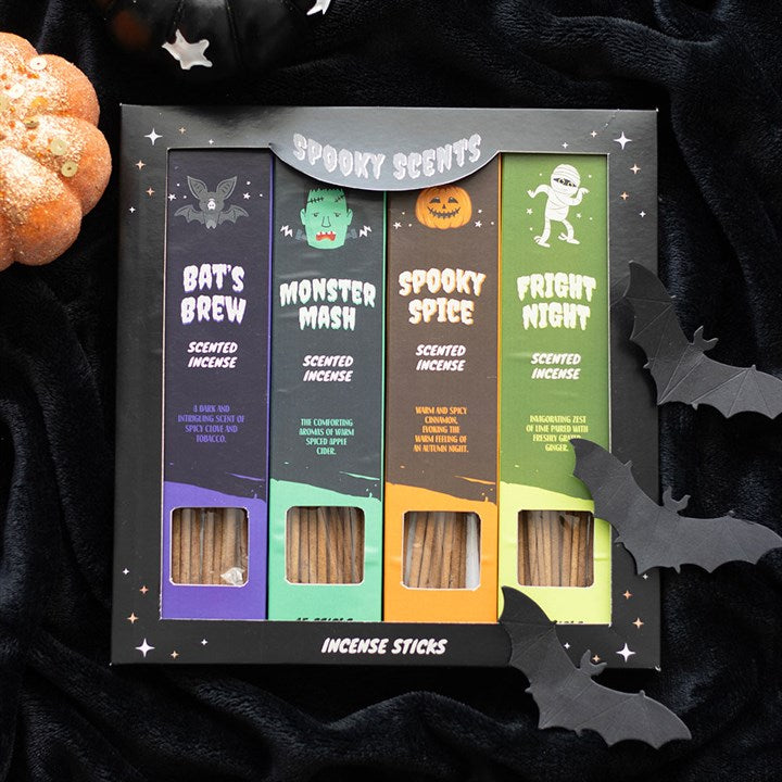 Spooky Scented Halloween Incense Stick Gift Set top black white