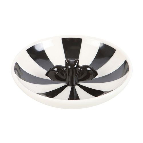 Striped Bat Trinket Dish side black white