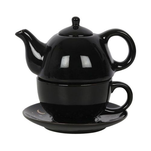 The Fortune Teller Tea For One Tea Set back black grey