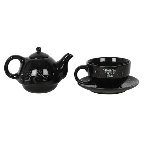 The Fortune Teller Tea For One Tea Set top off black white