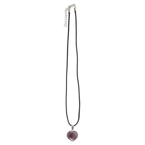 Amethyst Healing Crystal Heart Necklace N/A