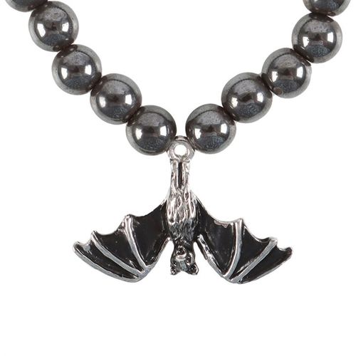 Hanging Bat Hematite Charm Bracelet N/A