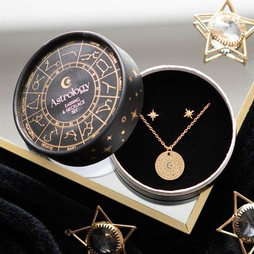 Astrology Wheel Earring and Necklace Set N/A
