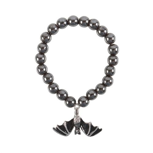 Hanging Bat Hematite Charm Bracelet N/A