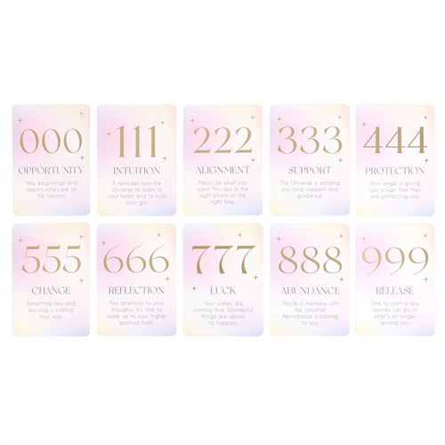 Angel Number Affirmation Cards with Wooden Stand N/A