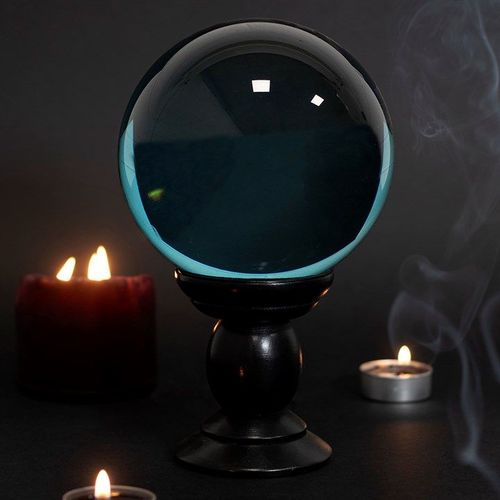 Large Teal Crystal Ball on Stand N/A