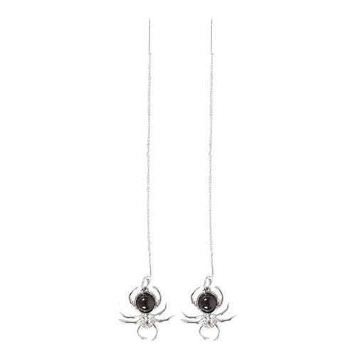 Black Obsidian Spider Threader Earrings N/A
