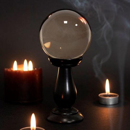 Small Smoke Grey Crystal Ball on Stand N/A