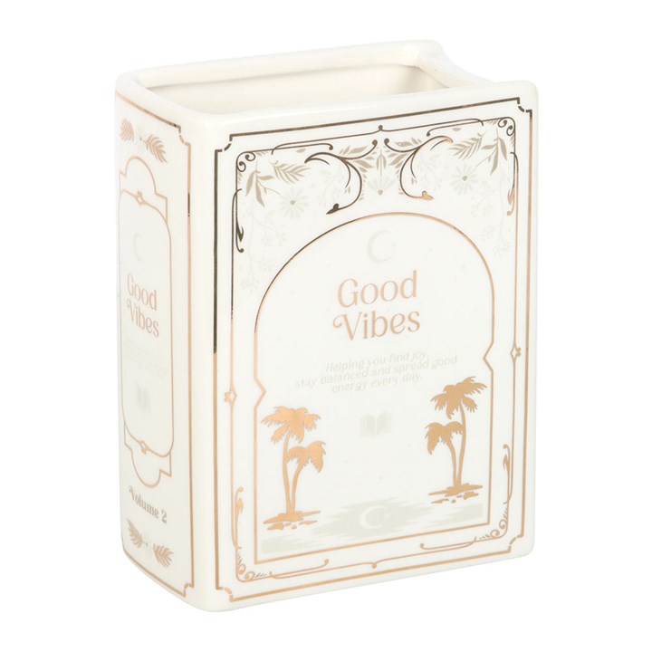 White Book Shaped Vase front white gold