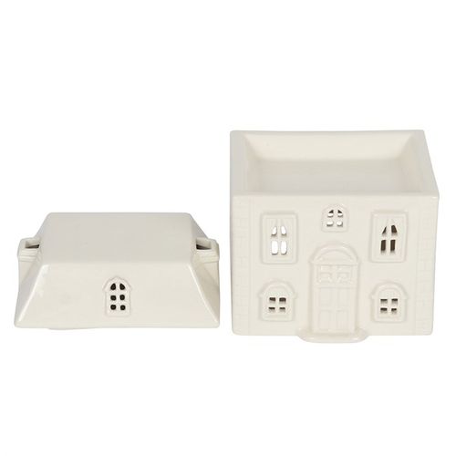 White Ceramic House Oil Burner top off white grey