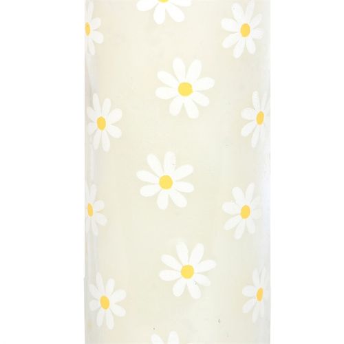 White Daisy Tube Candle close up white yellow
