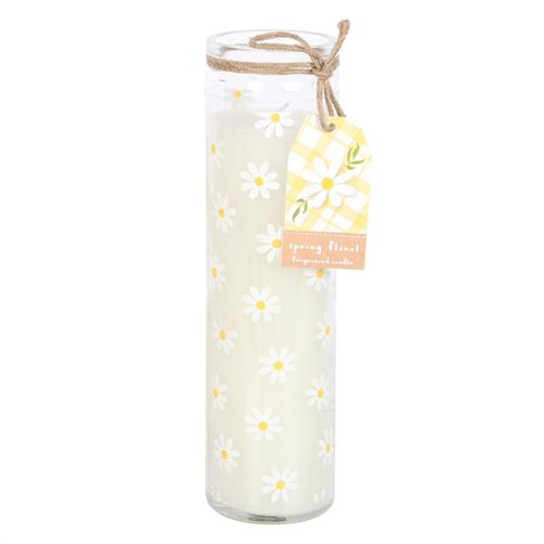 White Daisy Tube Candle front white yellow