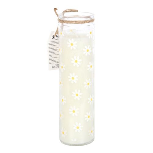 White Daisy Tube Candle back white yellow
