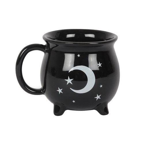 Witches Brew Ceramic Cauldron Tea Set back black white