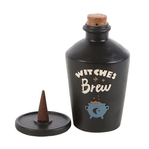 Witches Brew Potion Bottle Incense Cone Burner front black blue