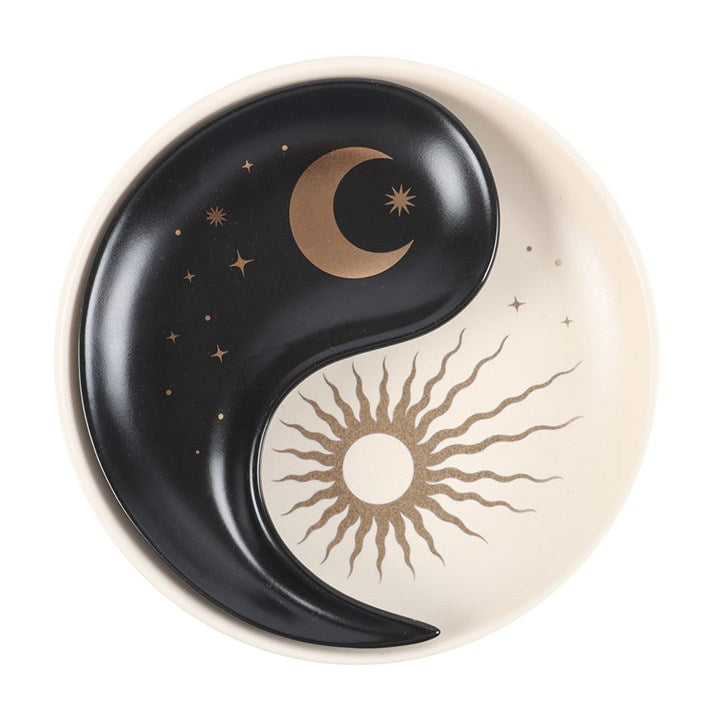 Yin Yang Stacking Trinket Dish top black white